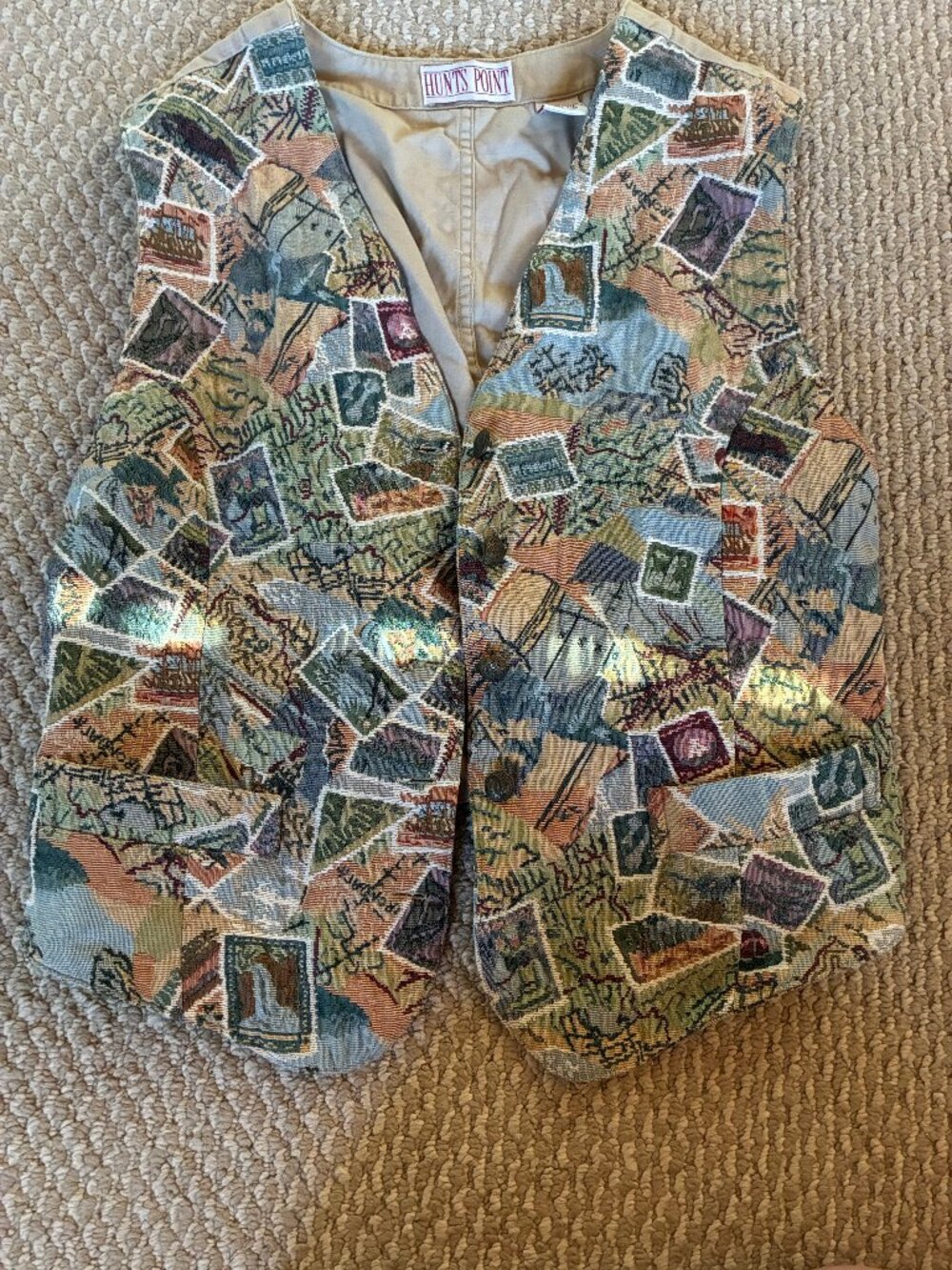 Vintage Tapestry Teacher Vest Postage Large Hunts Point